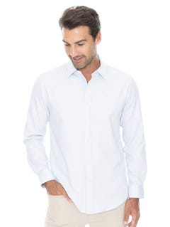 Mens Stripe Dobby Shirt Long Sleeve White