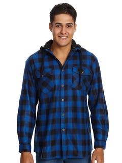 Lowes Blue & Black Check Detachable Hood Shirt