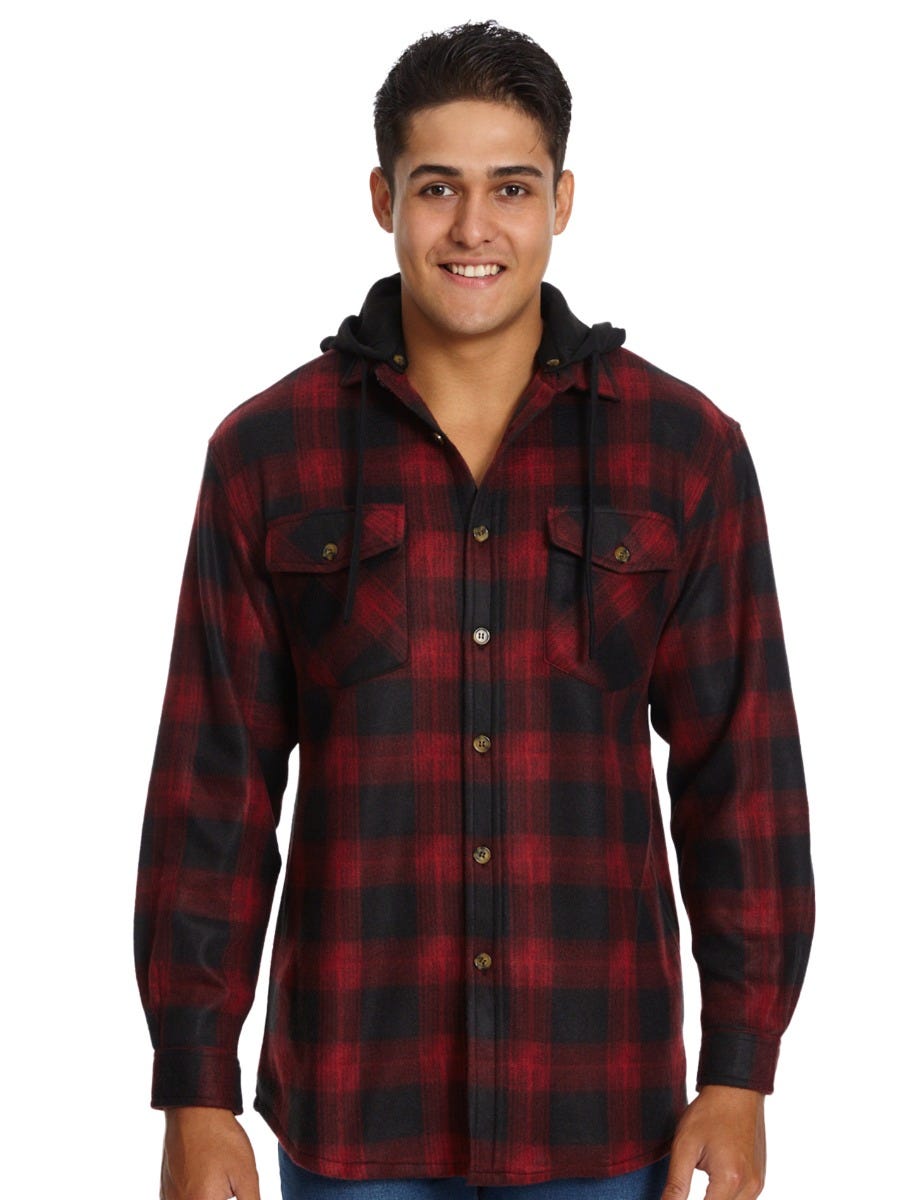 Red and black hotsell check hooded shirt