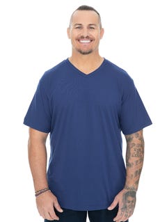 Built N Fit Plain V Neck T-Shirt Blue