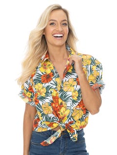 Lowes Printed Hawaiian Shirt Multi Parrot Hibiscus