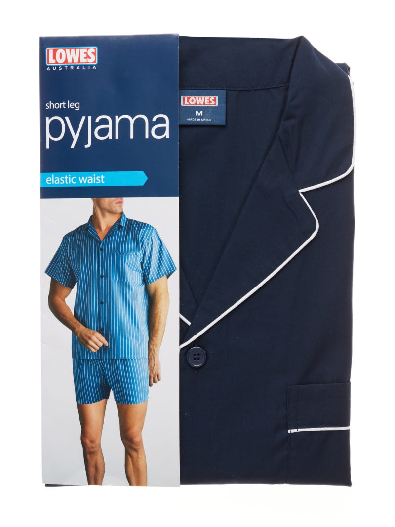 Lowes Plain Navy Short Leg Pyjamas Lowes Menswear