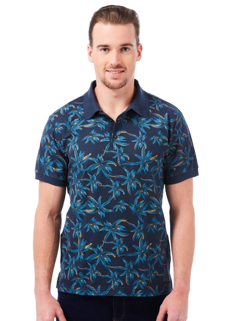 Floral print discount polo shirt