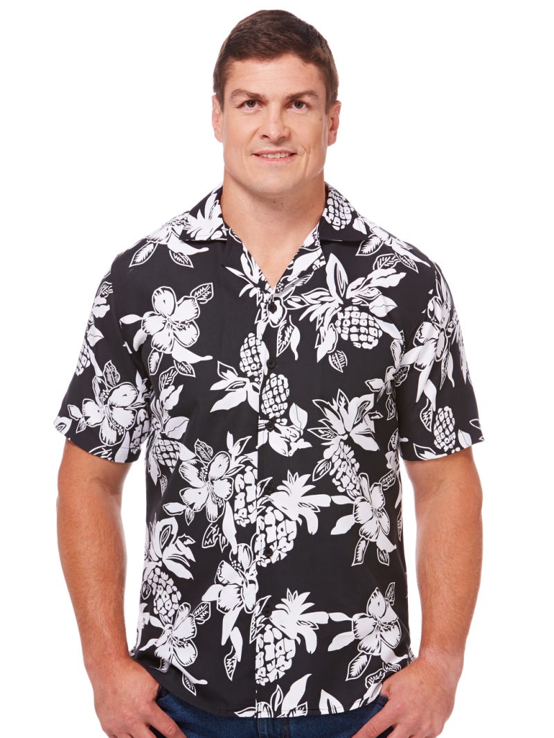 Black and outlet white hawaiian shirt