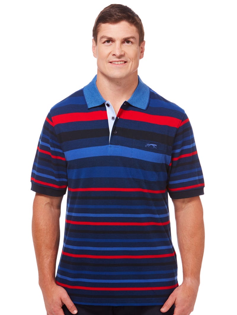 Cougars Navy Red Birdseye Stripe Polo Shirt Lowes Menswear