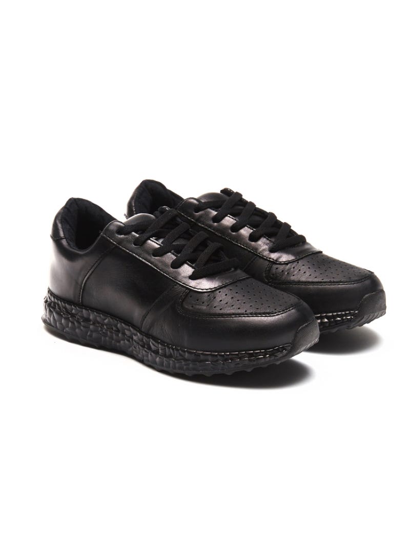 Human Data Black Leather School Jogger Unisex Lowes Menswear