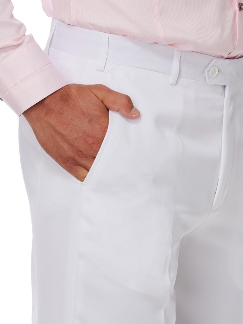 Ambassador White Flat Front Trousers