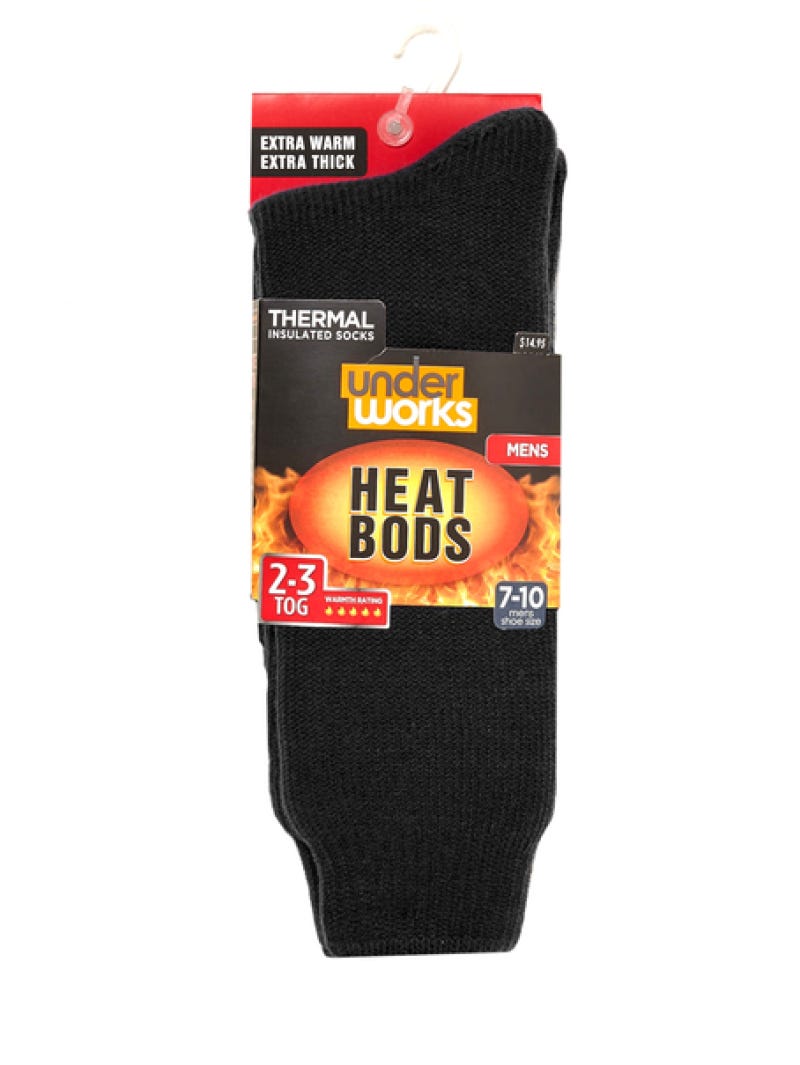 Underworks Heat Bod Insulated Black Socks Lowes Menswear