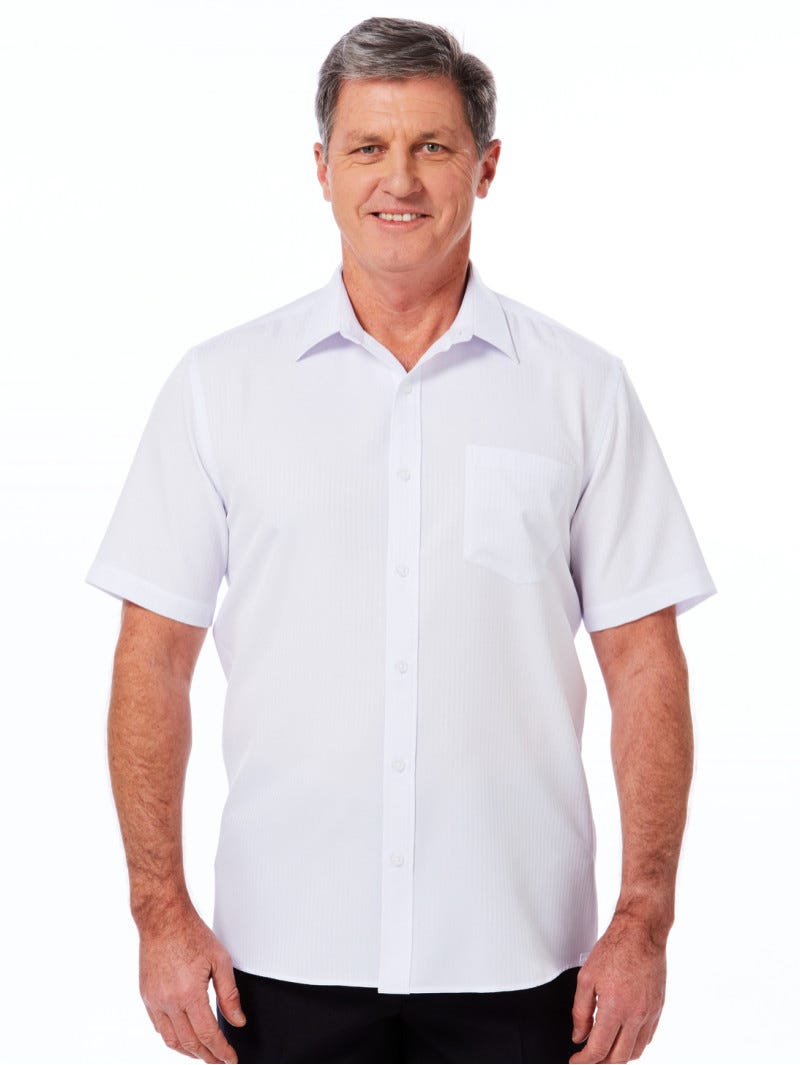 Lowes Premium Short Sleeve Self Striped White Shirt