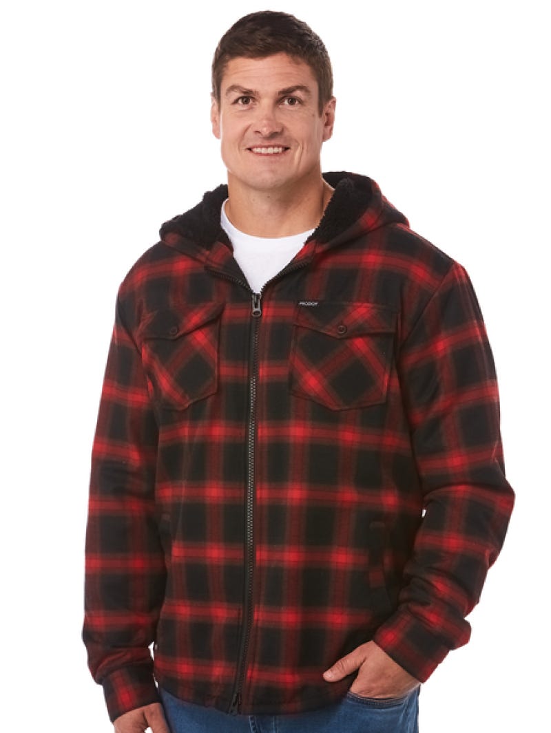 Prodigy Red Check Sherpa Hooded Jacket Clothing Accessories Lowes Menswear Australia