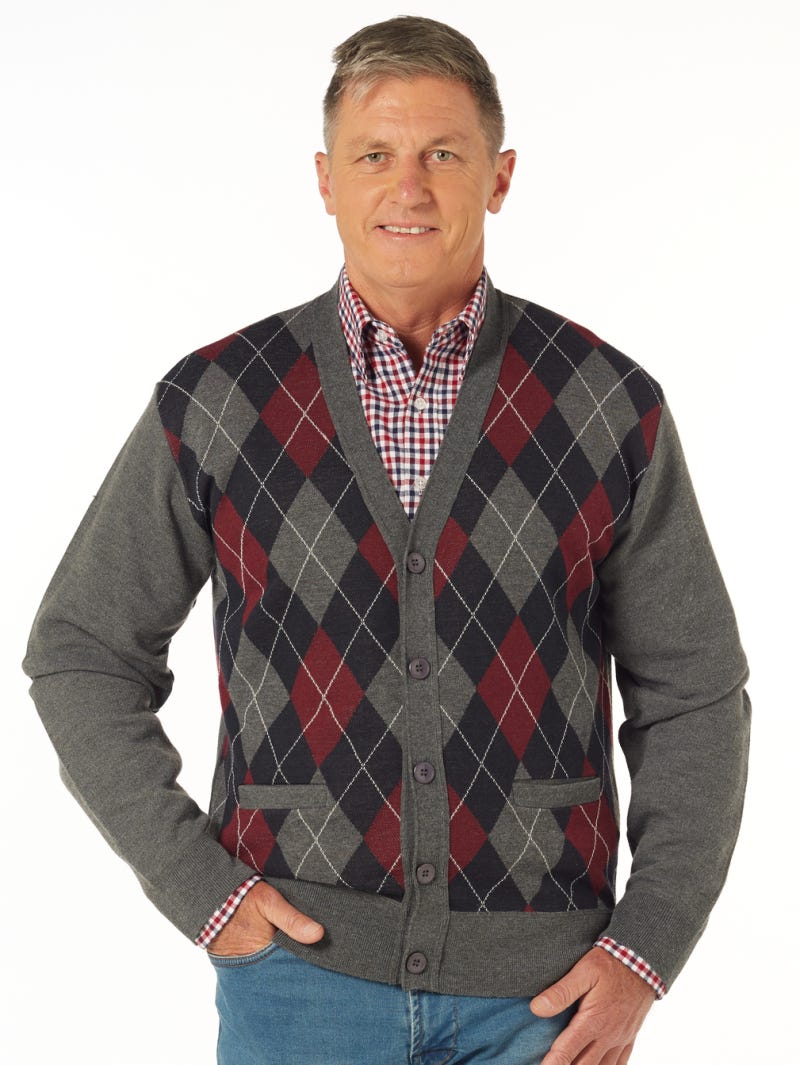 Grey sales argyle sweater