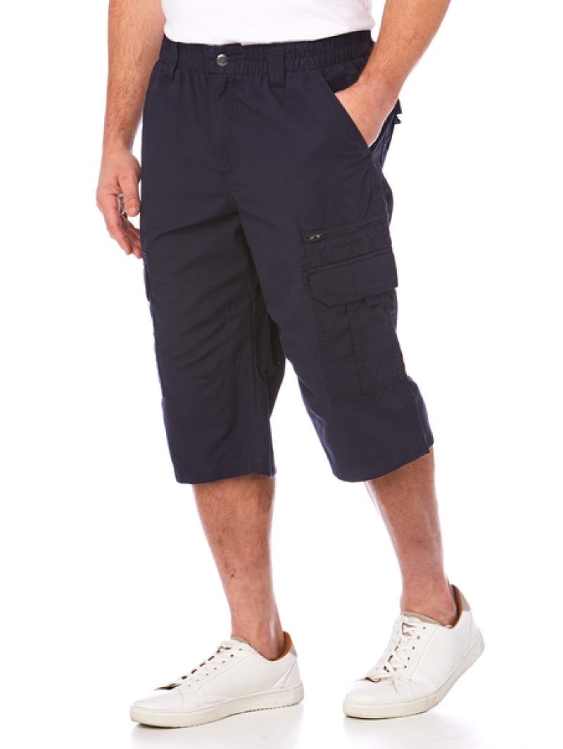 Elliotts Navy 3 4 Elastic Waist Cargo Shorts Australia Lowes